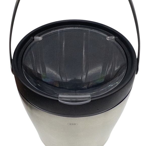 OXO Stainless Steel Ice Bucket & Tong Hinged Lid Handle 4 Quart - Picture 4 of 5